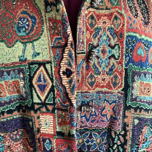 Bird elephant tapestry multicolored artsy lined boho paisley coat - Picture 12 of 17